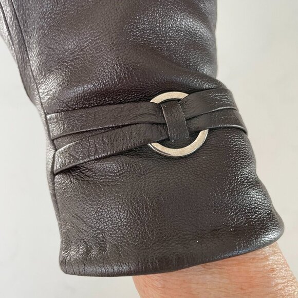 Jessica Leather Acrylic Lined Outdoor Gloves w Silver Embellishment Sz OS NWOT - Picture 5 of 11